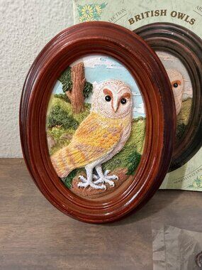 Hand Painted Ceramic/Resin Framed Owl Wall Decor or Standing Frame